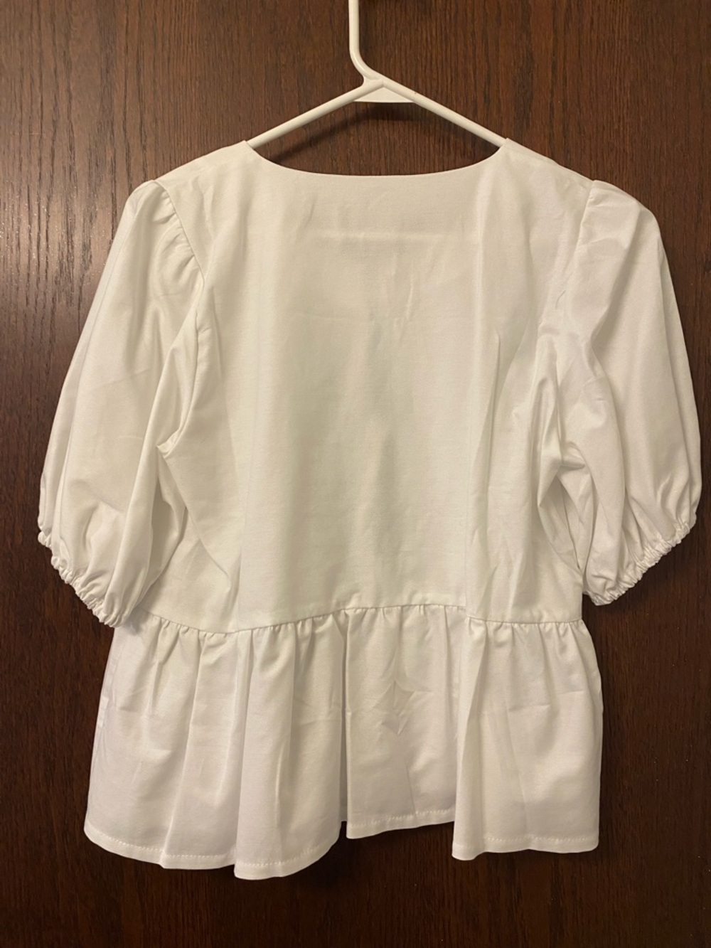 Songe Lab White Tie-Front Peplum Blouse - Picture 3 of 3